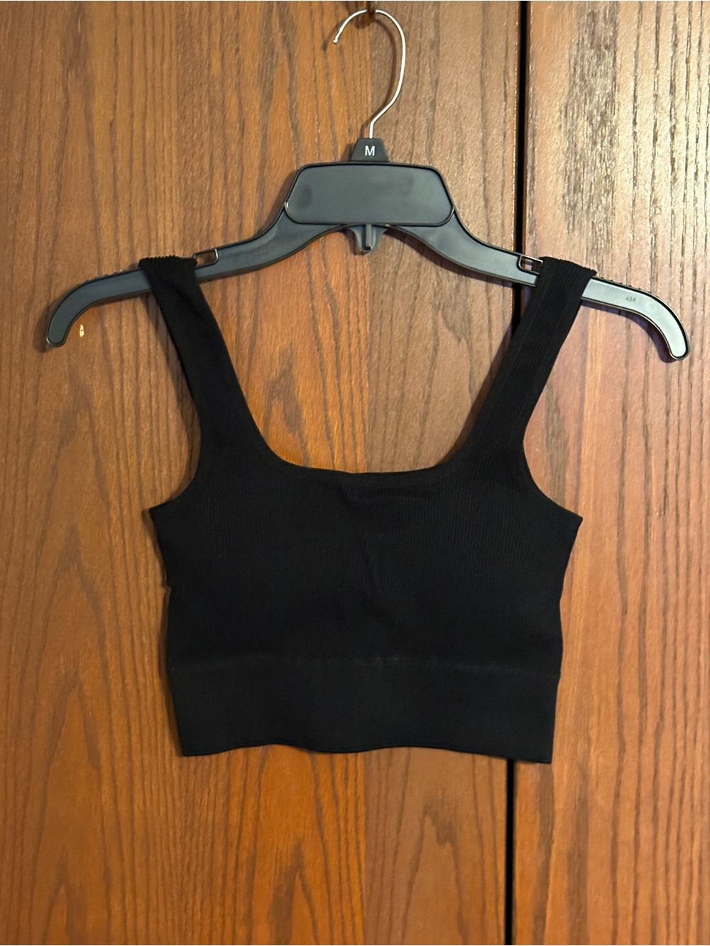 Zenana Outfitters Black Ribbed Square Crop Tank - Women